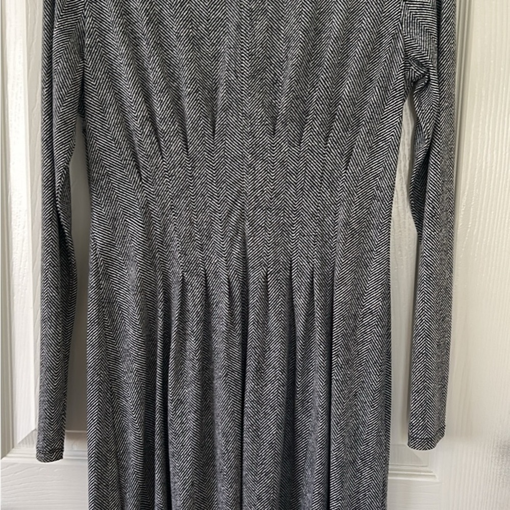 Elegant Black and White Herringbone Dress